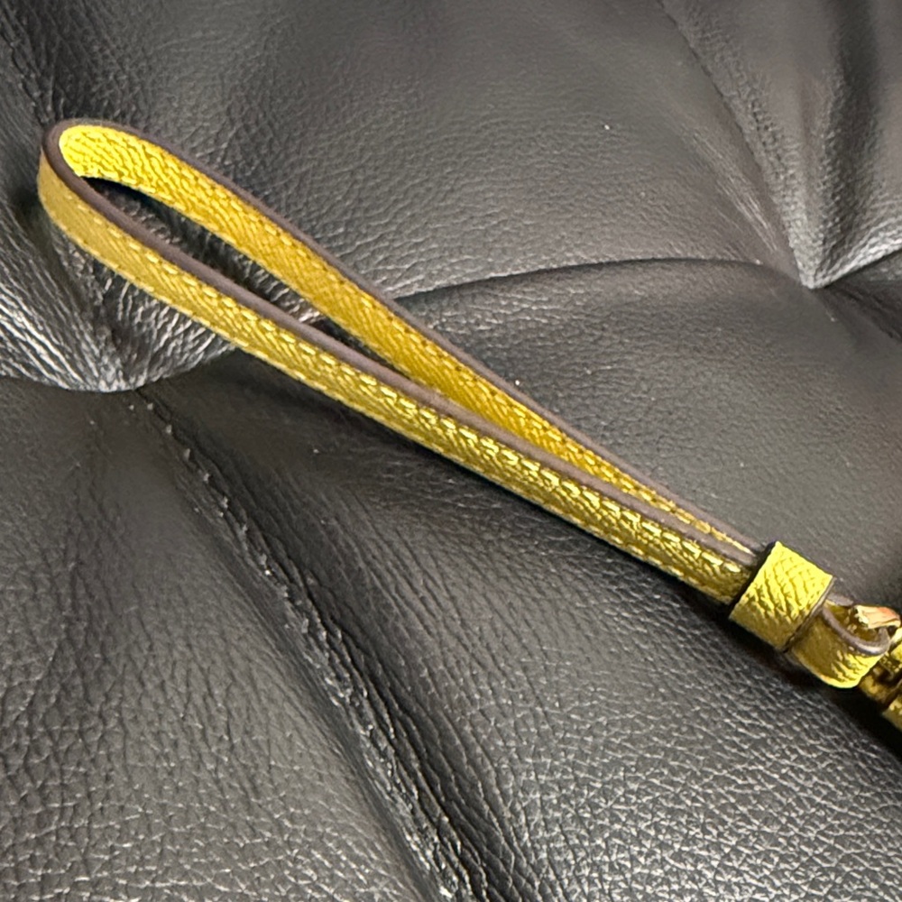 Coach Soft Yellow and Gold Logo Wristlet Clutch - Picture 6 of 16